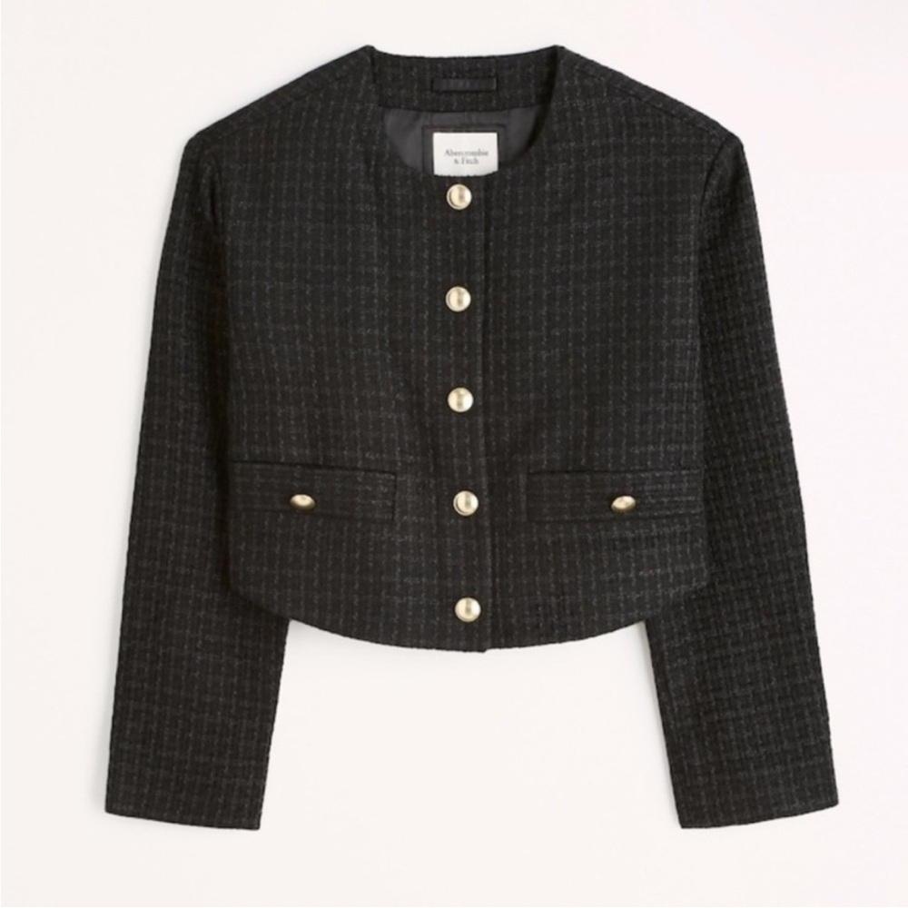 ABERCROMBIE & FITCH Collarless Tweed Jacket Size XS
